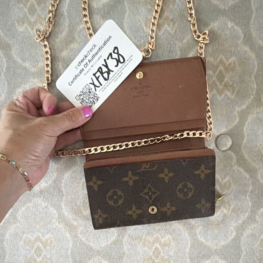 Auth Louis Vuitton Monogram Compact Zip Wallet Crossbody Chain Conversion COA - Picture 2 of 8